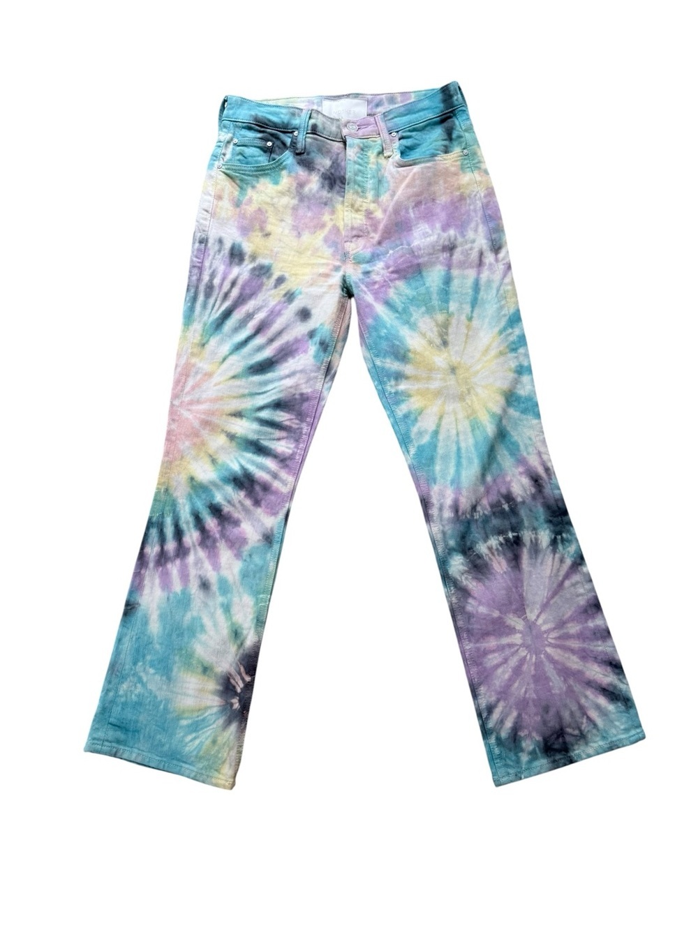 MOTHER The Tripper Swirling Secrets Tie Dye Jeans 28 High Rise Crop Festival